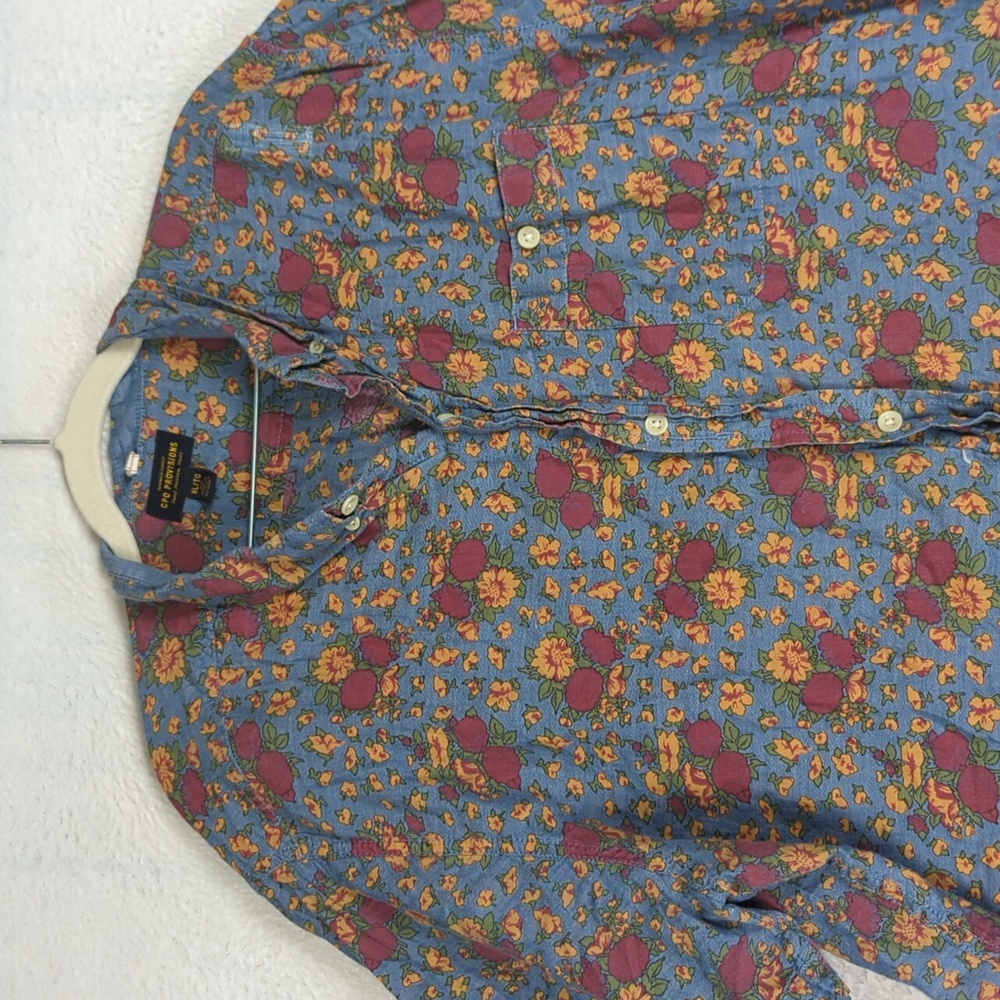 Floral Casual Button Down Shirt - Blue and Red - Picture 3 of 6